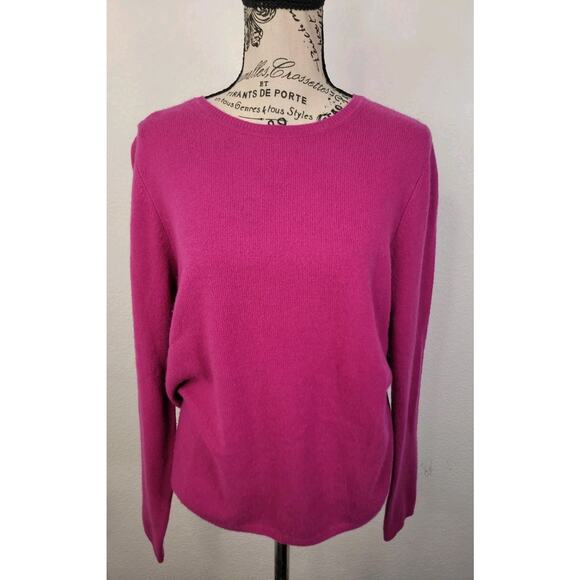 Charter Club Sweater Womens Sz Large Thin 2 Play 100% Cashmere Crewneck Magenta - Picture 2 of 8
